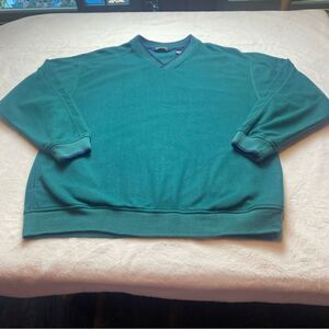 Eddie Bauer EBTEK Green V Neck Fleece Pullover Size Large